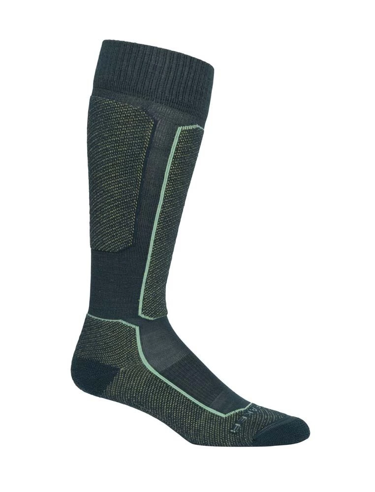 Icebreaker Ski+ Light Over The Calf Womens Merino Ski Socks Nightfall/Aloe 1 Icebreaker Ski+ Light Over The Calf Womens Merino Ski Socks Nightfall/Aloe