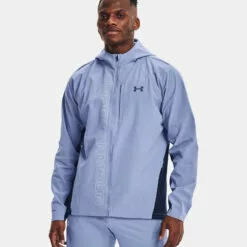 Under Armour Qualifier Outrun The Storm Mens Running Jacket Washed Blue/Academy/Reflective