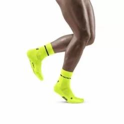 CEP Neon Mid-Cut Mens Running Socks Neon Yellow