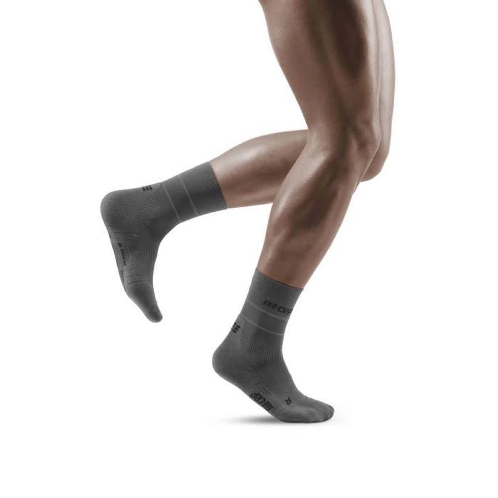 CEP Reflective Mid-Cut Mens Running Socks Grey 2 CEP Reflective Mid-Cut Mens Running Socks Grey - Image 2