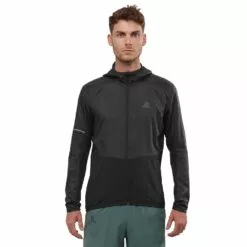 Alternative view of Salomon Agile FZ Mens Water Repellent Running Jacket Black