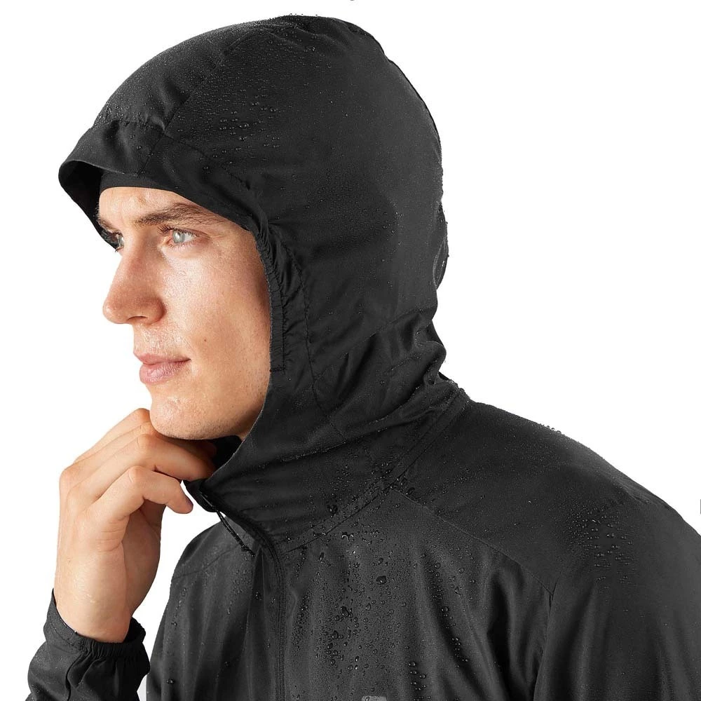 Salomon Agile FZ Mens Water Repellent Running Jacket Black 6 Salomon Agile FZ Mens Water Repellent Running Jacket Black - Image 6