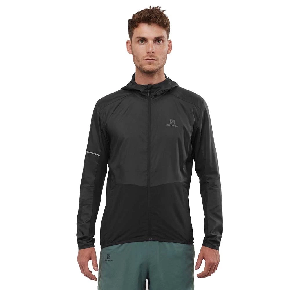 Salomon Agile FZ Mens Water Repellent Running Jacket Black 2 Salomon Agile FZ Mens Water Repellent Running Jacket Black - Image 2