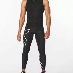 2XU Core Compression Mens Sleeveless Top Black/Silver -Wild Earth Shop MA6400a 1
