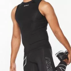 2XU Core Compression Mens Sleeveless Top Black/Silver -Wild Earth Shop MA6400a 2
