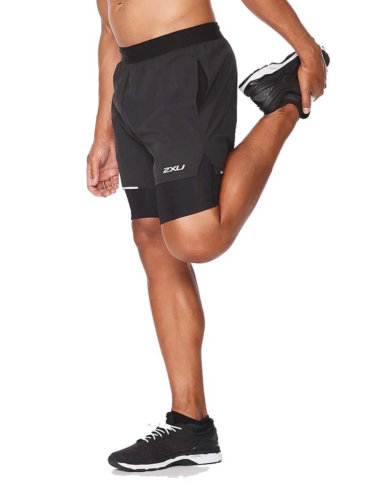 2XU Aero 2-In-1 5" Mens Running Shorts Black/Silver Reflective 2 2XU Aero 2-In-1 5" Mens Running Shorts Black/Silver Reflective - Image 2