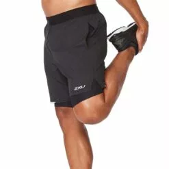 Alternative view of 2XU Aero 2-In-1 7" Mens Running Shorts Black/Silver Reflective