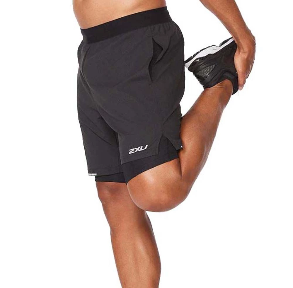 2XU Aero 2-In-1 7" Mens Running Shorts Black/Silver Reflective 2 2XU Aero 2-In-1 7" Mens Running Shorts Black/Silver Reflective - Image 2