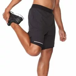 2XU Aero 2-In-1 7" Mens Running Shorts Black/Silver Reflective 9 2XU Aero 2-In-1 7" Mens Running Shorts Black/Silver Reflective -Wild Earth Shop MR6536b BLK SRF L 3