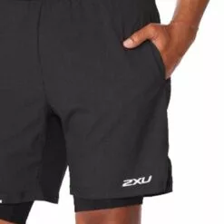 2XU Aero 2-In-1 7" Mens Running Shorts Black/Silver Reflective 10 2XU Aero 2-In-1 7" Mens Running Shorts Black/Silver Reflective -Wild Earth Shop MR6536b BLK SRF L 4