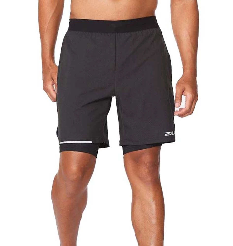 2XU Aero 2-In-1 7" Mens Running Shorts Black/Silver Reflective 1 2XU Aero 2-In-1 7" Mens Running Shorts Black/Silver Reflective