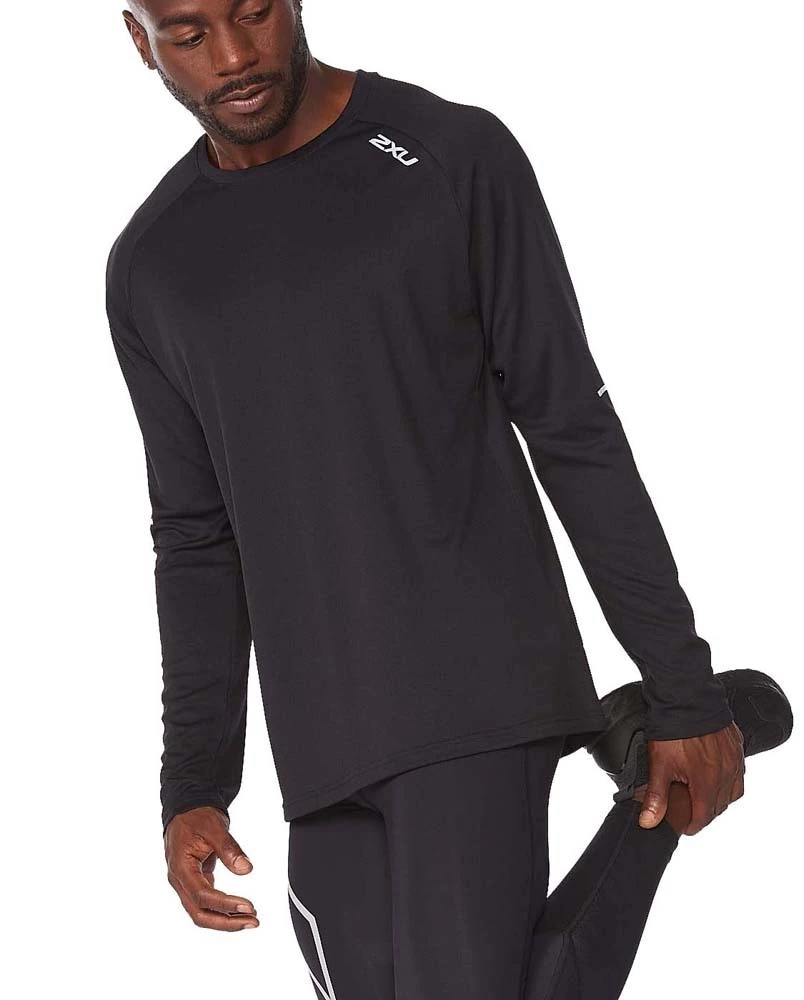 2XU Aero L/S Mens Running T-Shirt Black/Silver Reflective 2 2XU Aero L/S Mens Running T-Shirt Black/Silver Reflective - Image 2