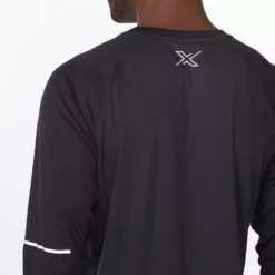 2XU Aero L/S Mens Running T-Shirt Black/Silver Reflective 12 2XU Aero L/S Mens Running T-Shirt Black/Silver Reflective -Wild Earth Shop MR6556a BLK SRF L 5