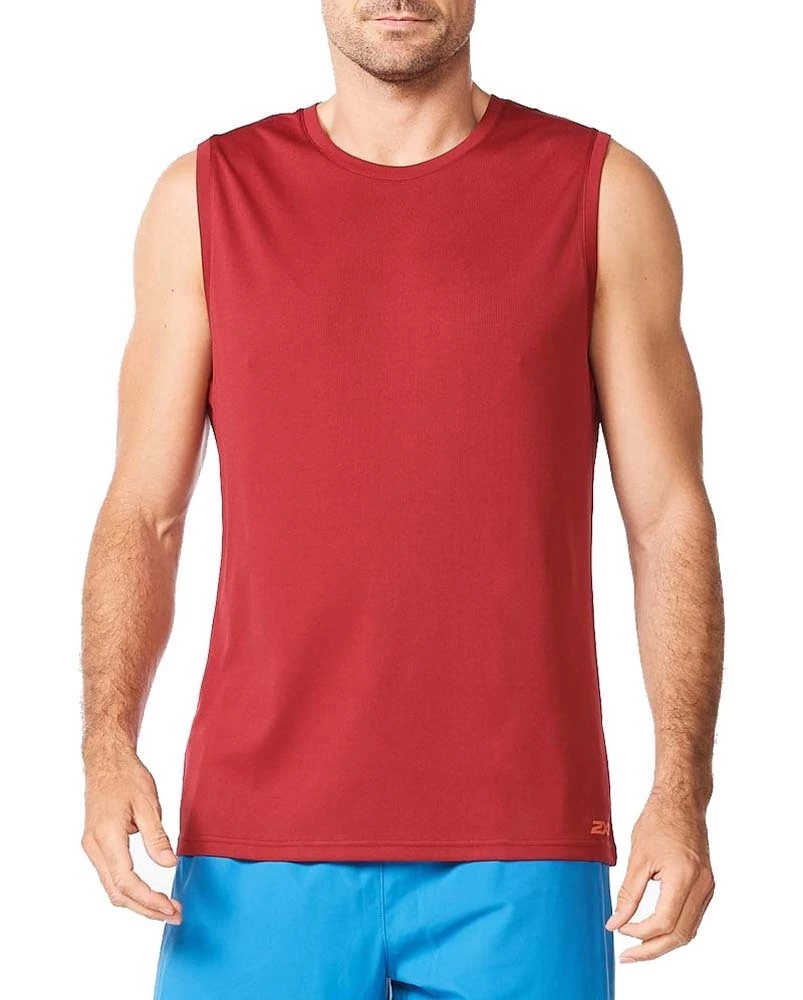 2XU Aero Mens Running Tank Rhubarb/Fiesta Reflective 1 2XU Aero Mens Running Tank Rhubarb/Fiesta Reflective
