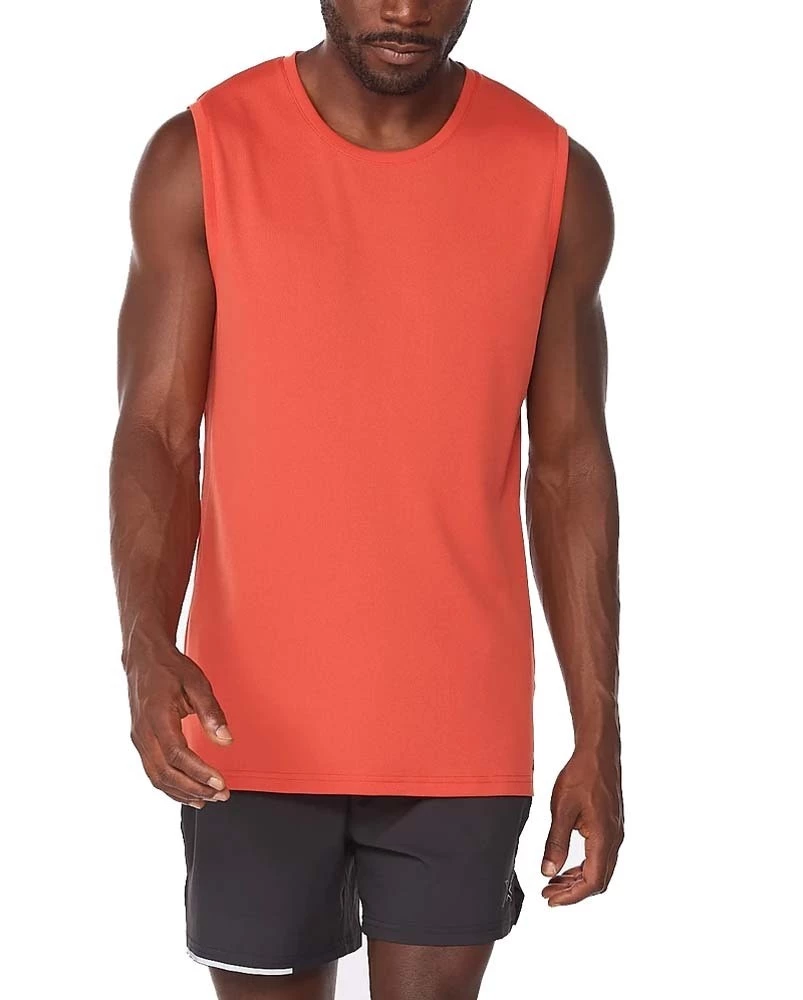 2XU Aero Mens Running Tank Rhubarb/Fiesta Reflective 2 2XU Aero Mens Running Tank Rhubarb/Fiesta Reflective - Image 2