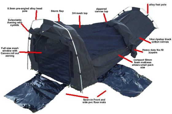 Sahara Swags Sahara Biker Single Dome Canvas Swag & Bag 1 Sahara Swags Sahara Biker Single Dome Canvas Swag & Bag