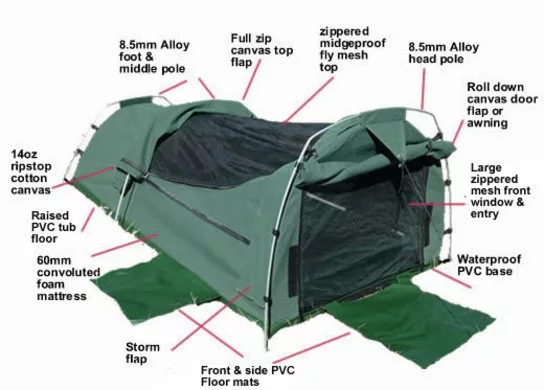 Sahara Nomad King Single Dome Canvas Swag & Bag 1 Sahara Nomad King Single Dome Canvas Swag & Bag